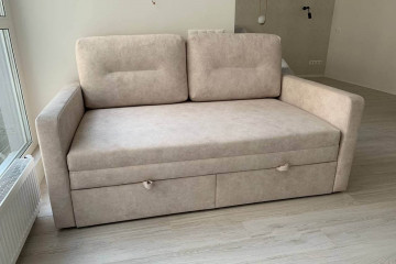Диван Амур (№1211) (спальне місце 1,6*2,0 м, бильця шириною по 10 см) в велюровій тканині Artex Delemont Marble